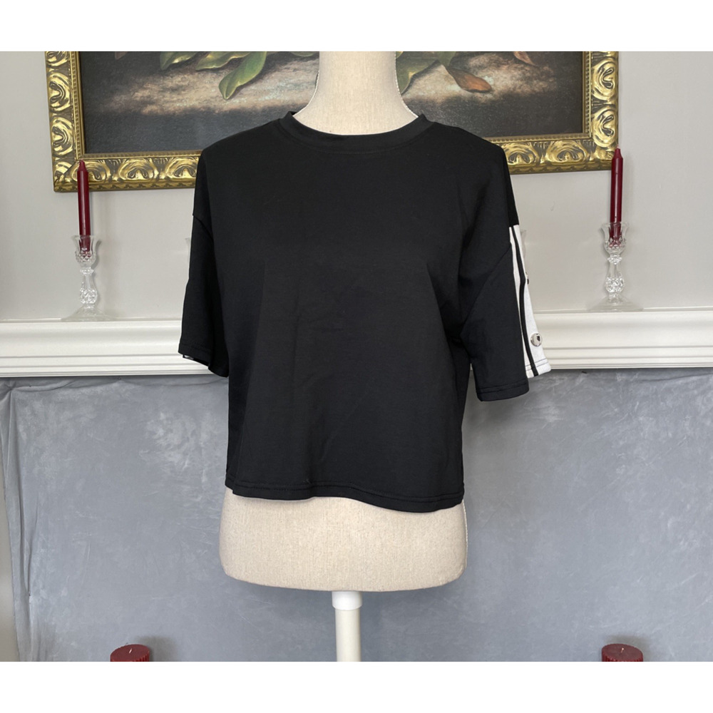 Galita Fashion Black Crop Top Short Sleeve Size Large